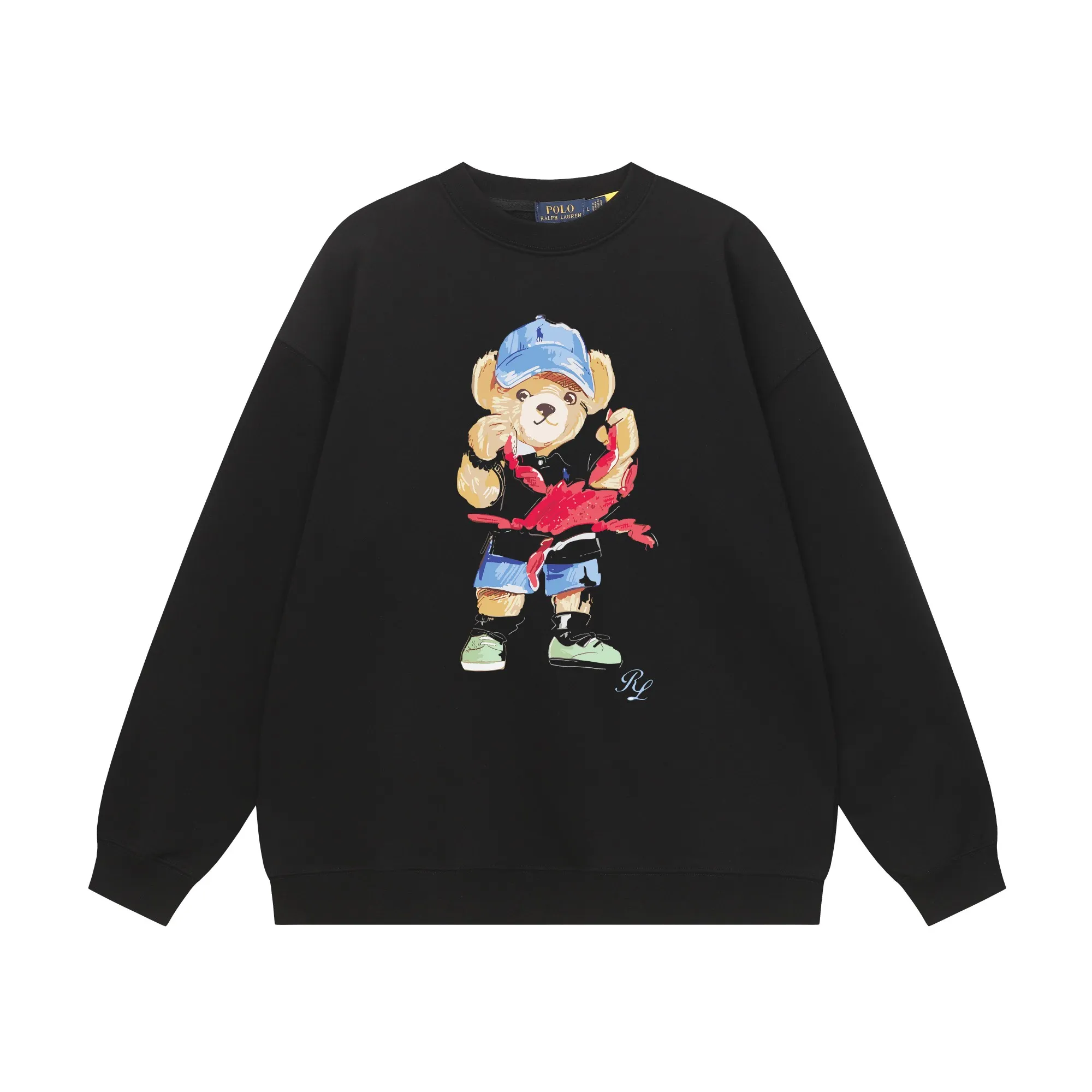 P200 Long-term stock] RalphLauren/Ralph Lauren 2025 autumn and winter new bear letter print 420g heavy large terry sweatshirt Ralph Lauren's age-reducing item, the coat fabric is made of 85% cotton ➕15% polyester, which not only retains the softness, comfort and breathability of cotton, but also adds the wear resistance and wrinkle resistance of polyester fiber, making the clothes more durable and easy to care for. Even in slightly cooler weather, you won't feel stuffy when wearing it. This kind of fabric has a natural crisp feel and is not easy to pill or deform. The bear on the chest is printed with English letters. It is full of color, full of three-dimensionality, and lifelike, adding a bit of liveliness and interest to the whole sweatshirt. There is no pressure to dress, regardless of age or gender. Complete accessories! Color: black, white, navy blue, light floral gray Size: M-L-XL-XXL